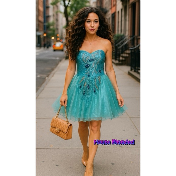 Sarah Bridal Dress Peacock Tulle Sequin Ballet Carrie Bradshaw Tutu Wedding Boho - Picture 1 of 16